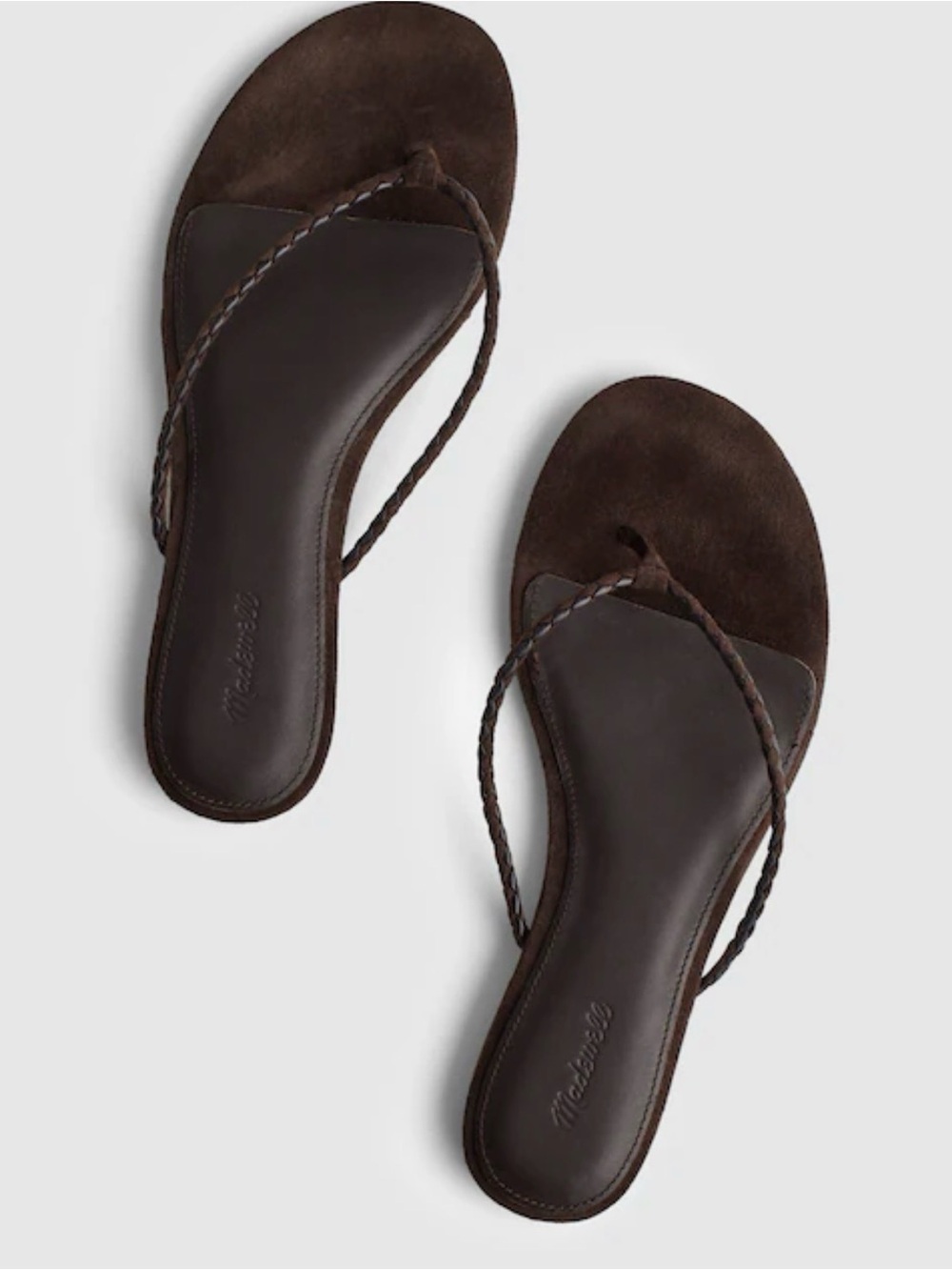 Madewell The Iggy Women's Brown Braided Leather Flip Flops Thong Sandals NEW